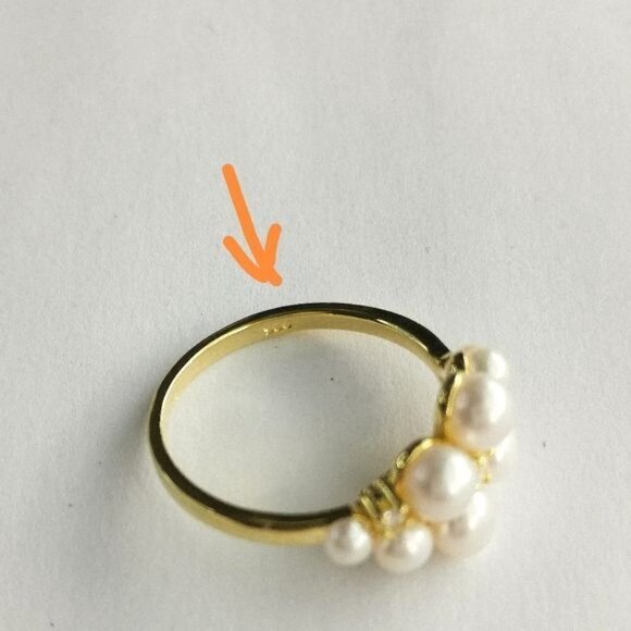 NEW cultured white pearl cz ring in 14k Gold overlay size 8 - Picture 5 of 7